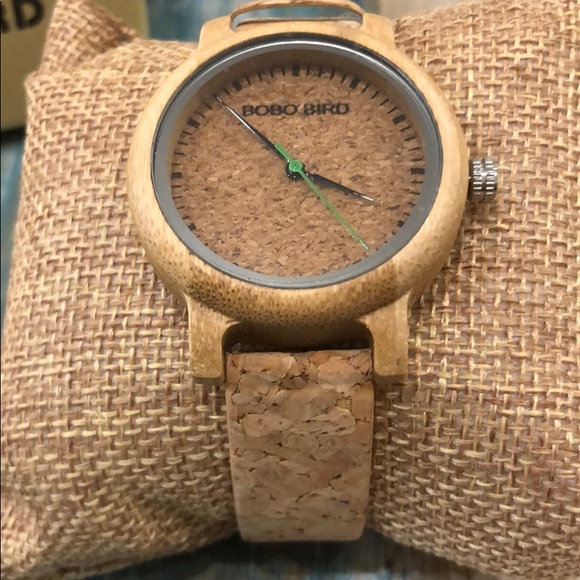 Bobo Bird WOOD Wine CORK ladies watch NEW NIB - Picture 2 of 5